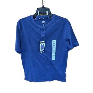 GAP Men Slub Henley T shirt Navy Blue Tee New Short Sleeve Pullover S Buttons
